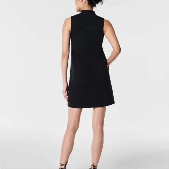 SPANX Black V-Neck Sleeveless Mini Dress Size Small - Picture 3 of 8